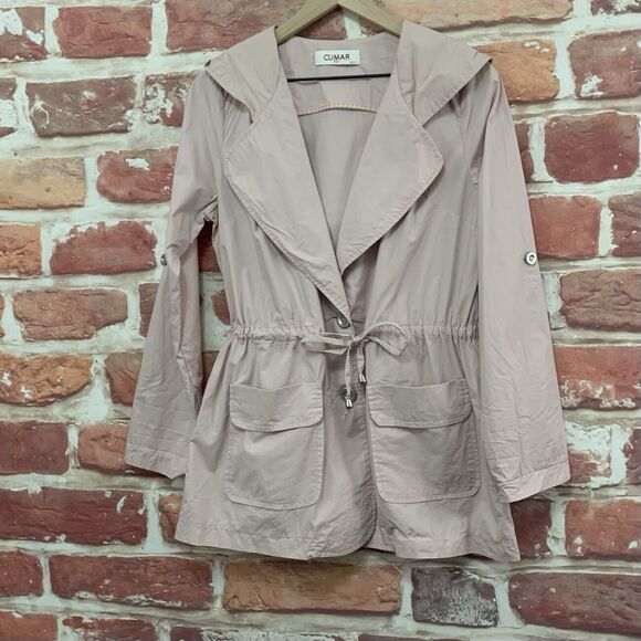 Cumar Italy Jacket Women's Large Dusty Pink Hooded Lightweight Tie Waist - Picture 2 of 8